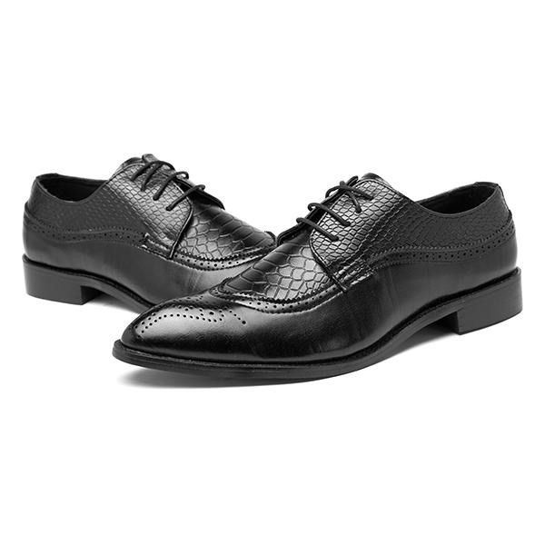 Heren Brogue Stijl Echt Leer Puntschoen Zakelijke Formele Schoenen