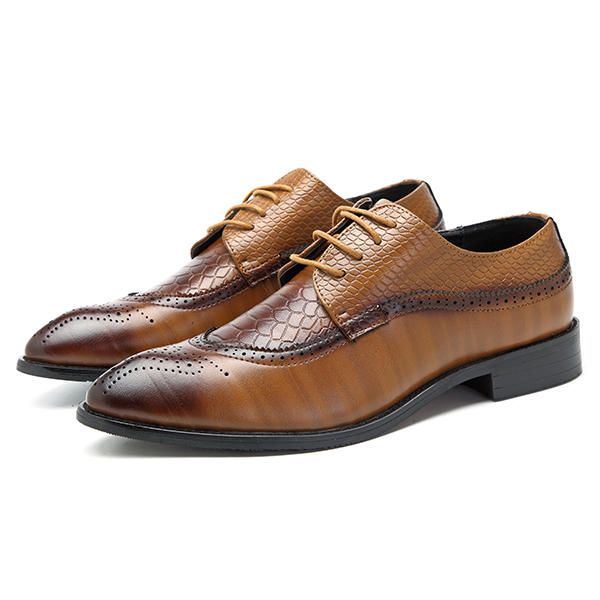 Heren Brogue Stijl Echt Leer Puntschoen Zakelijke Formele Schoenen