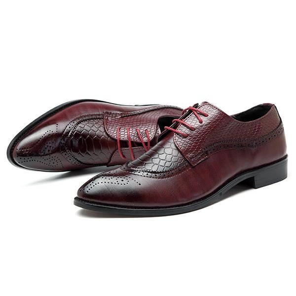 Heren Brogue Stijl Echt Leer Puntschoen Zakelijke Formele Schoenen