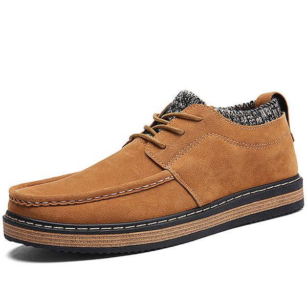 Heren Brogue Stijl Gebreide Suède Zachte Zool Warme Oxfords Schoenen