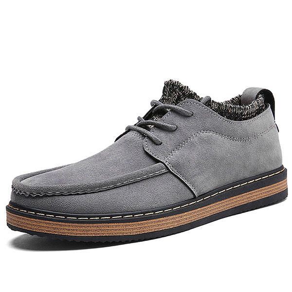 Heren Brogue Stijl Gebreide Suède Zachte Zool Warme Oxfords Schoenen