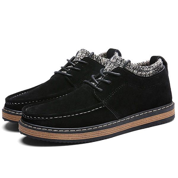 Heren Brogue Stijl Gebreide Suède Zachte Zool Warme Oxfords Schoenen