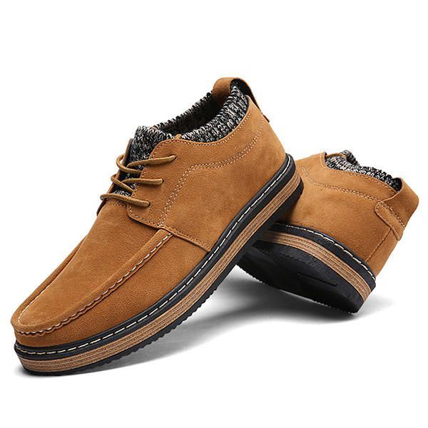 Heren Brogue Stijl Gebreide Suède Zachte Zool Warme Oxfords Schoenen