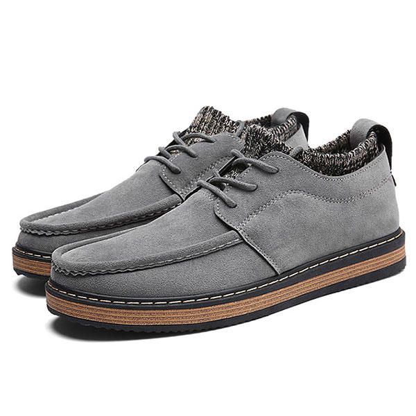 Heren Brogue Stijl Gebreide Suède Zachte Zool Warme Oxfords Schoenen