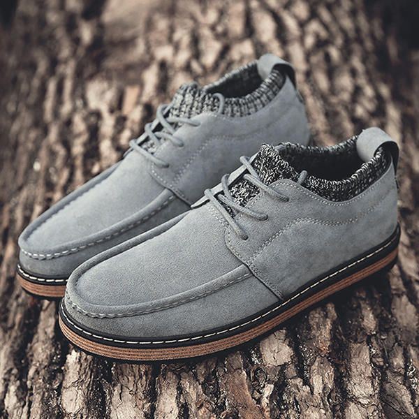 Heren Brogue Stijl Gebreide Suède Zachte Zool Warme Oxfords Schoenen