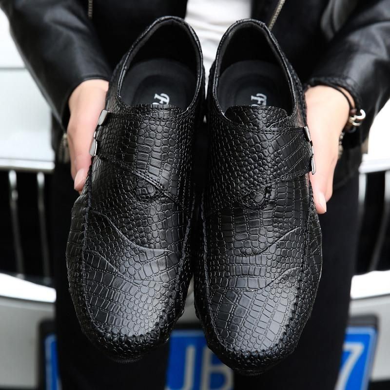 Heren Casual Gesp Alligator Patroon Lederen Oxfords