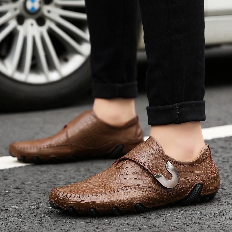 Heren Casual Gesp Alligator Patroon Lederen Oxfords