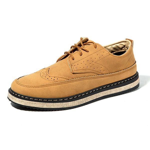 Heren Casual Retro Britse Stijl Lederen Brogue Oxfords Schoenen