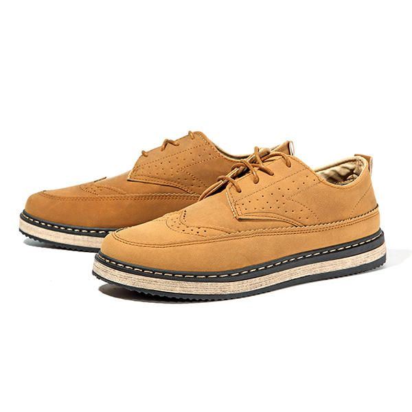 Heren Casual Retro Britse Stijl Lederen Brogue Oxfords Schoenen