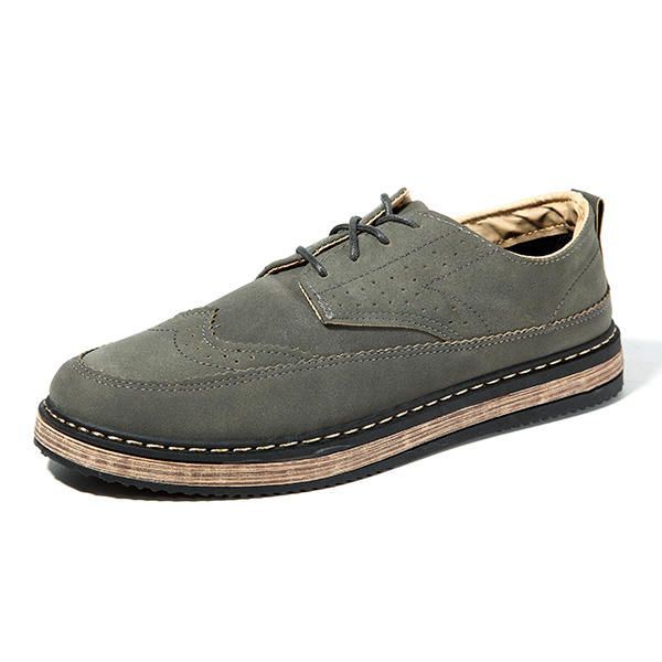 Heren Casual Retro Britse Stijl Lederen Brogue Oxfords Schoenen