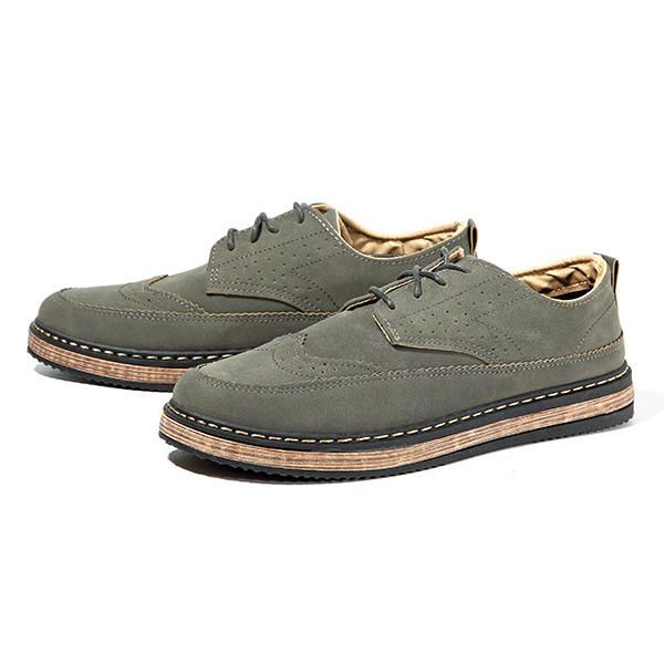 Heren Casual Retro Britse Stijl Lederen Brogue Oxfords Schoenen