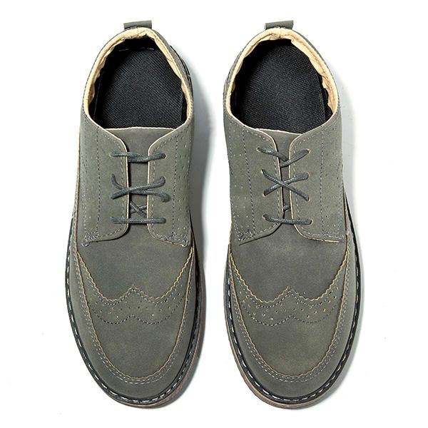 Heren Casual Retro Britse Stijl Lederen Brogue Oxfords Schoenen