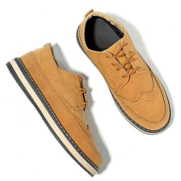 Heren Casual Retro Britse Stijl Lederen Brogue Oxfords Schoenen