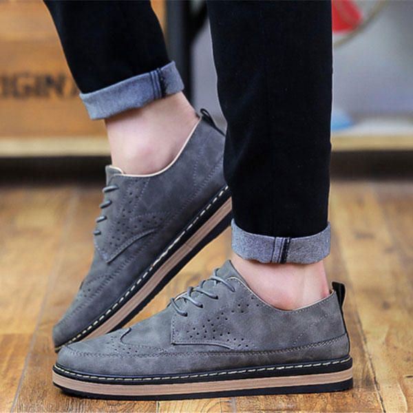 Heren Casual Retro Britse Stijl Lederen Brogue Oxfords Schoenen