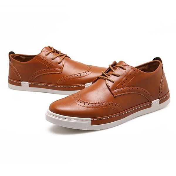 Heren Casual Sneaker Outdoor Oxfords In Leer