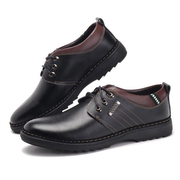 Heren Casual Zakelijke Zachte Comfortabele Warme Lederen Veterschoenen Oxfords