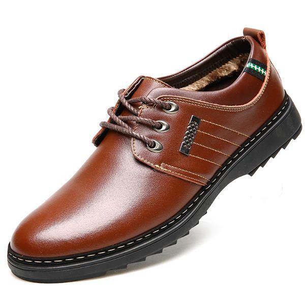 Heren Casual Zakelijke Zachte Comfortabele Warme Lederen Veterschoenen Oxfords