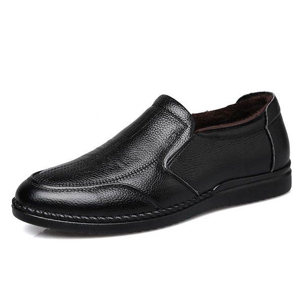 Heren Comfortabele Lederen Slip On Oxfords