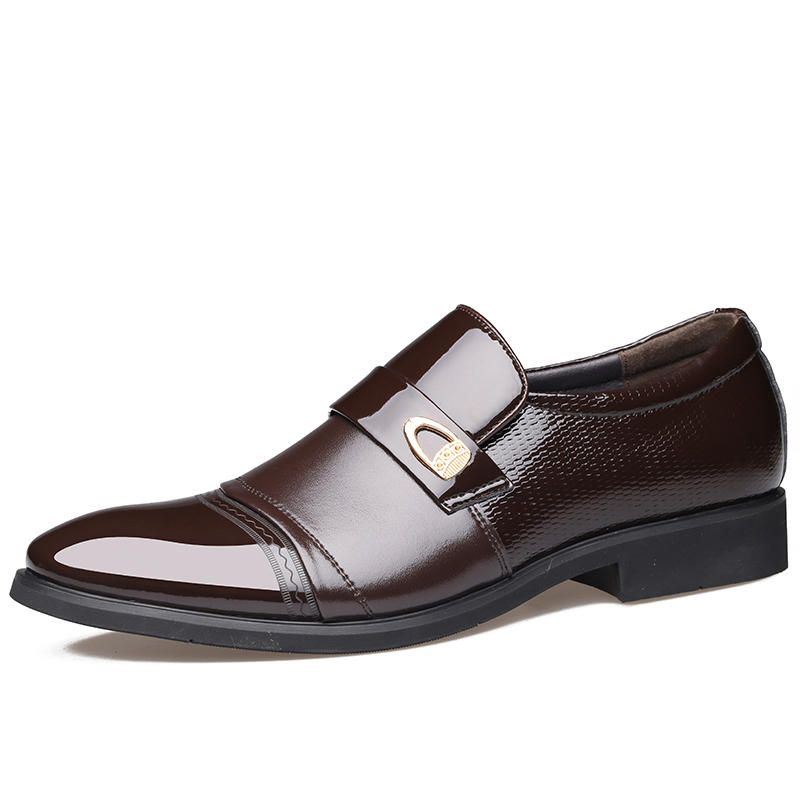 Heren Comfy Leather Cap Toe Slip On Zakelijke Formele Schoenen