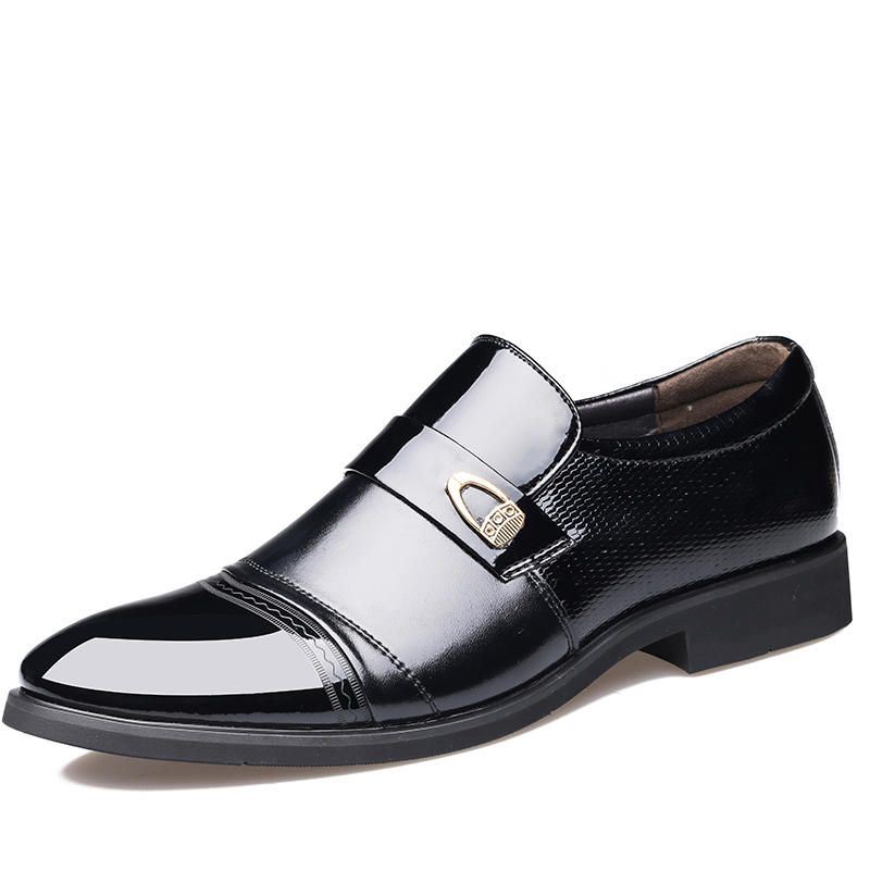 Heren Comfy Leather Cap Toe Slip On Zakelijke Formele Schoenen