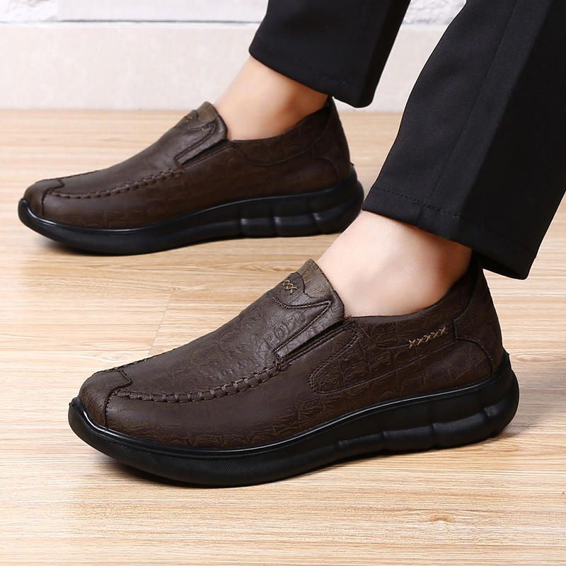 Heren Comfy Sole Casual Slip On Soft Microfiber Oxfords