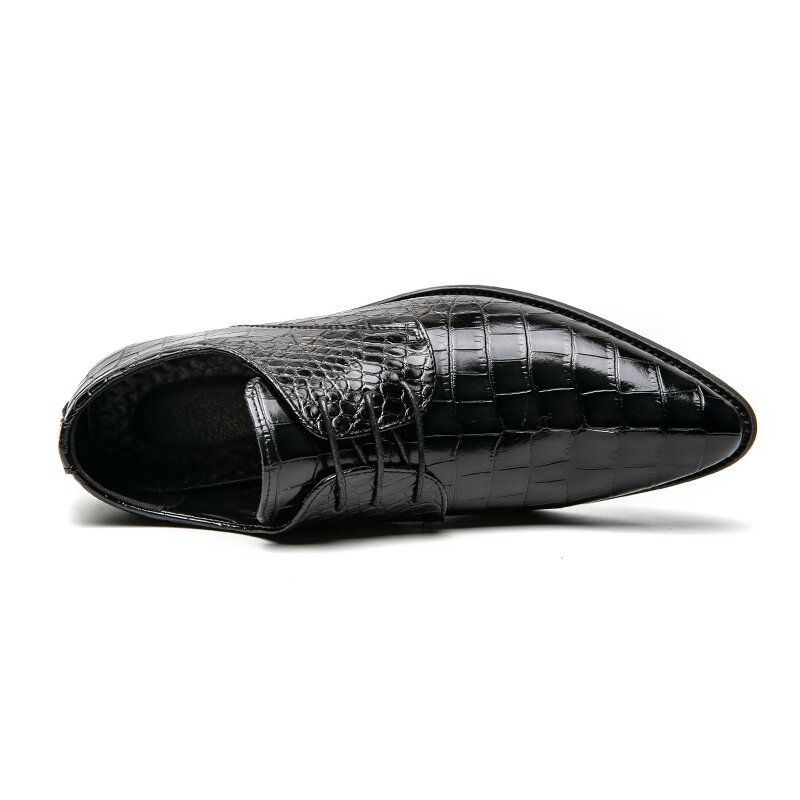 Heren Crocodile Embossed Derby Puntschoen Veterschoenen