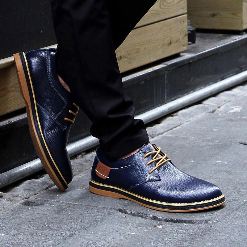 Heren Echt Leer Britse Stijl Comfortabele Oxfords Casual Schoenen