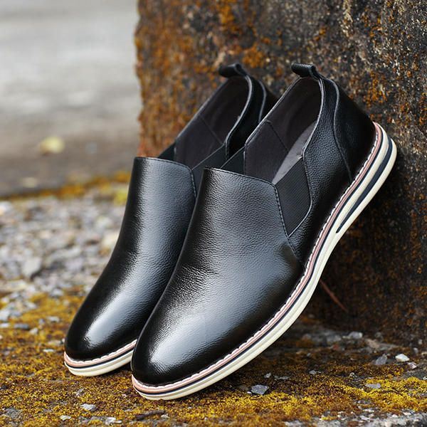 Heren Echt Leer Casual Slip On Business Oxfords Schoenen