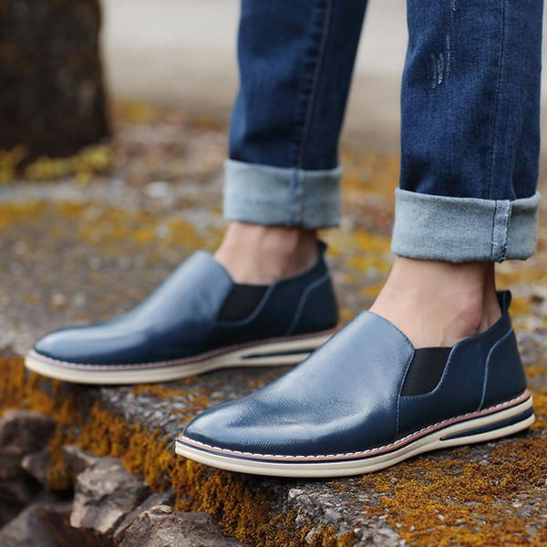 Heren Echt Leer Casual Slip On Business Oxfords Schoenen