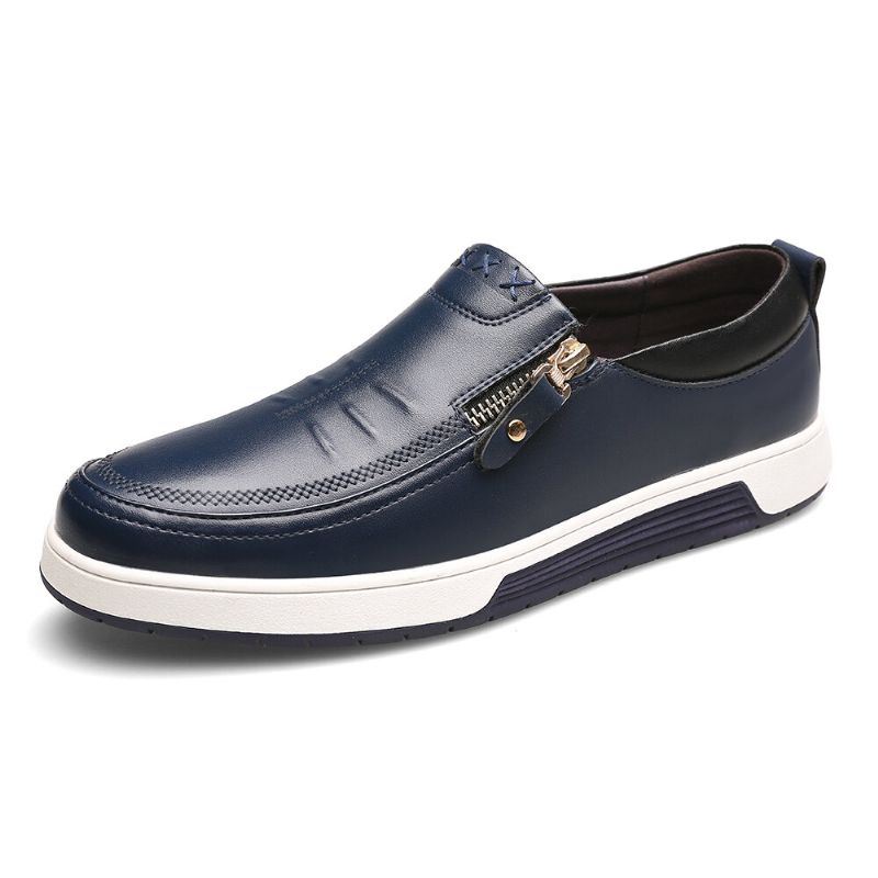 Heren Echt Leer Casual Soft Sole Rits Zakelijke Oxfords