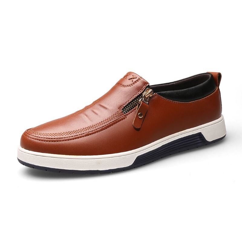 Heren Echt Leer Casual Soft Sole Rits Zakelijke Oxfords