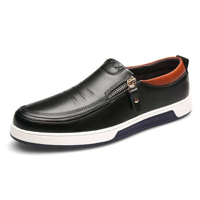 Heren Echt Leer Casual Soft Sole Rits Zakelijke Oxfords