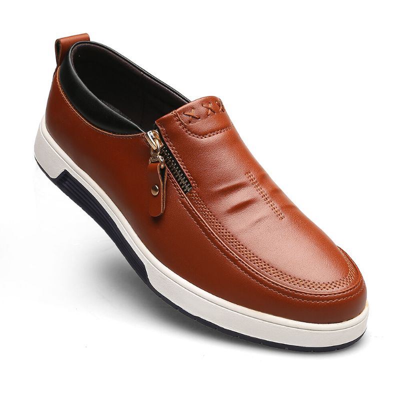 Heren Echt Leer Casual Soft Sole Rits Zakelijke Oxfords