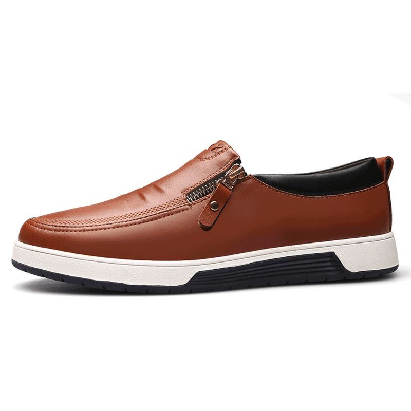 Heren Echt Leer Casual Soft Sole Rits Zakelijke Oxfords