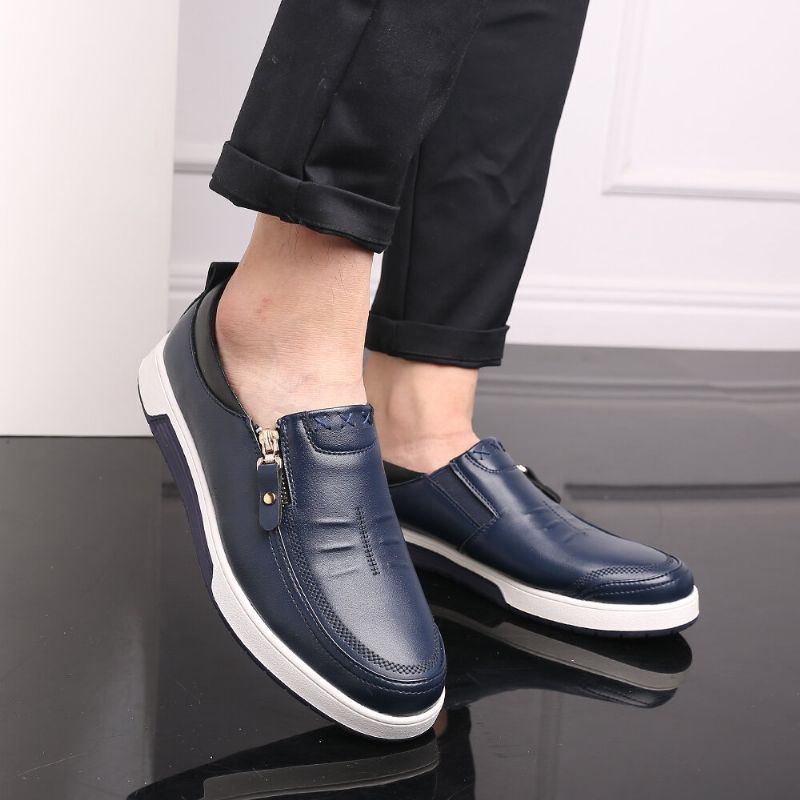 Heren Echt Leer Casual Soft Sole Rits Zakelijke Oxfords