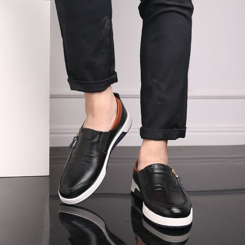 Heren Echt Leer Casual Soft Sole Rits Zakelijke Oxfords