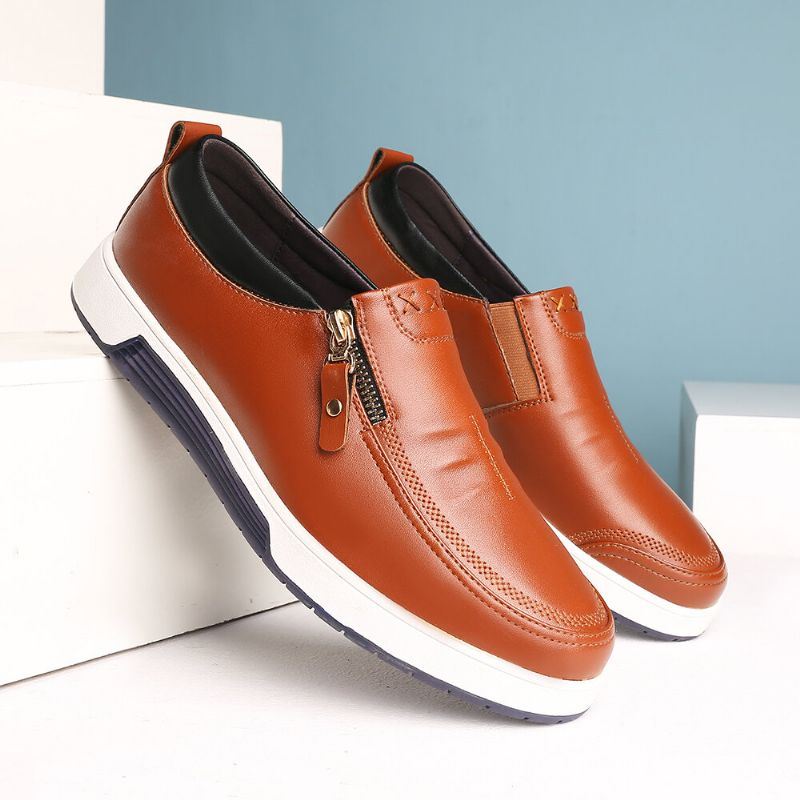 Heren Echt Leer Casual Soft Sole Rits Zakelijke Oxfords