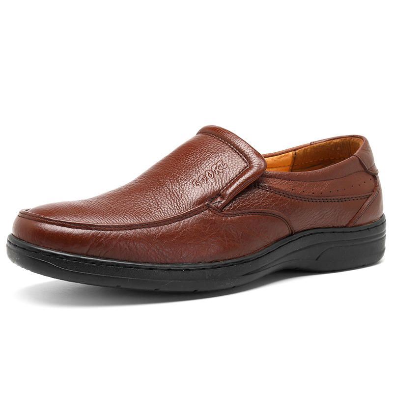 Heren Echt Leer Comfortabele Slip Op Oxfords