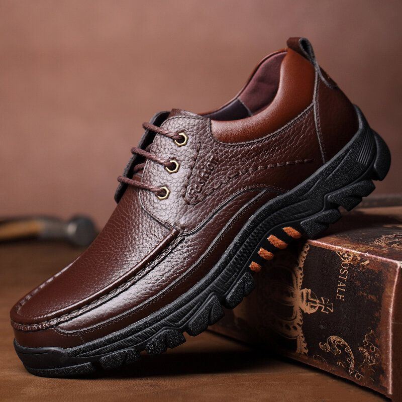 Heren Echt Leer Zachte Binnenzool Antislip Casual Zakelijke Oxfords