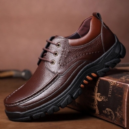 Heren Echt Leer Zachte Binnenzool Antislip Casual Zakelijke Oxfords