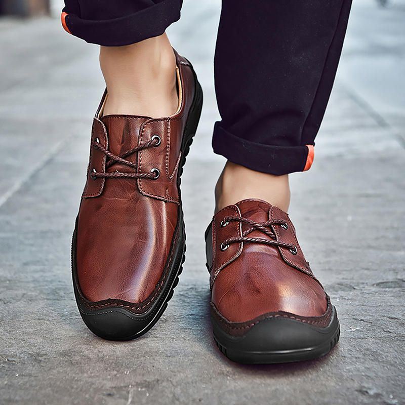 Heren Echt Leer Zachte Zolen Zakelijke Casual Oxfords