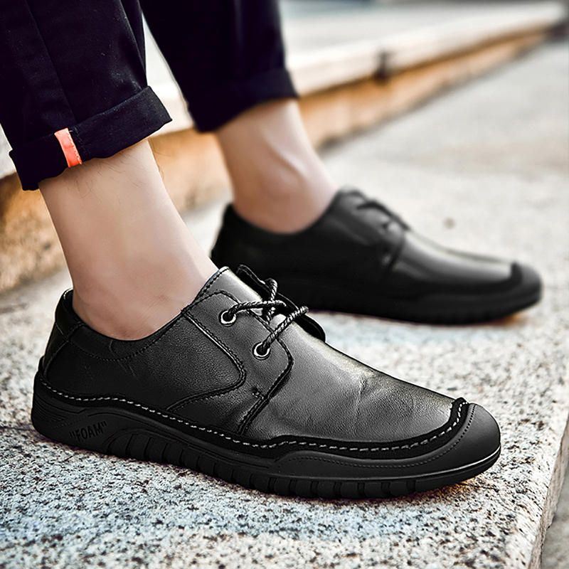 Heren Echt Leer Zachte Zolen Zakelijke Casual Oxfords