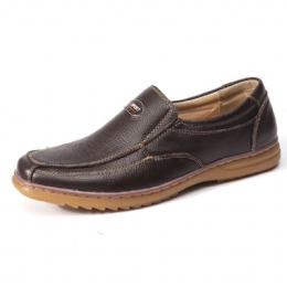 Heren Echt Rundleder Slip Op Zachte Zool Comfortabele Antislip Casual Oxfords