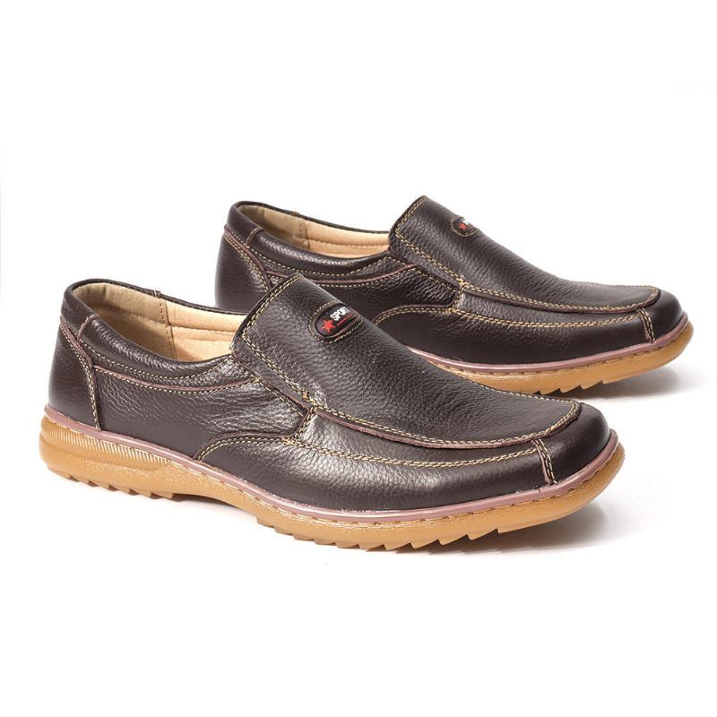 Heren Echt Rundleder Slip Op Zachte Zool Comfortabele Antislip Casual Oxfords