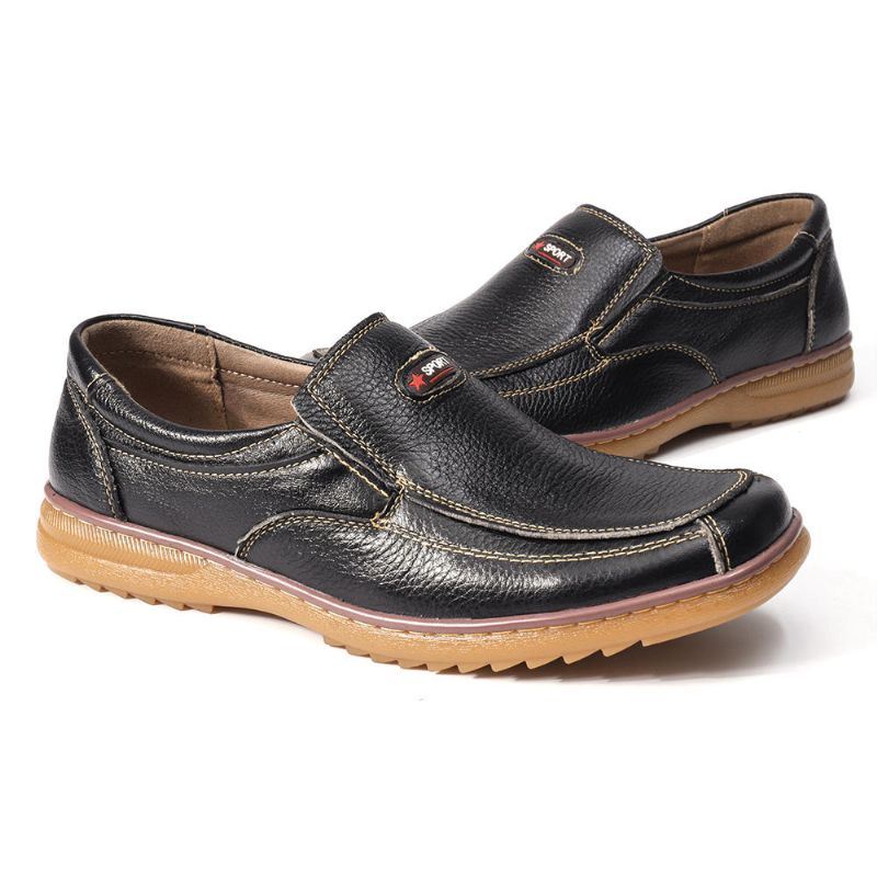 Heren Echt Rundleder Slip Op Zachte Zool Comfortabele Antislip Casual Oxfords