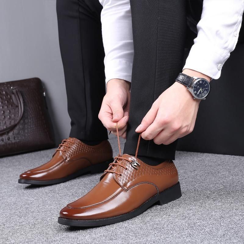 Heren Formele Schoen Casual Patroon Slip Op Zachte Zakelijke Oxfords