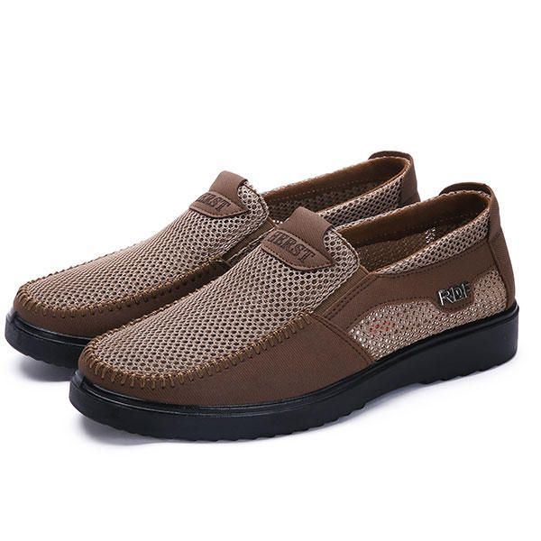 Heren Handstiksels Soft Sole Slip On Mesh Oxfords