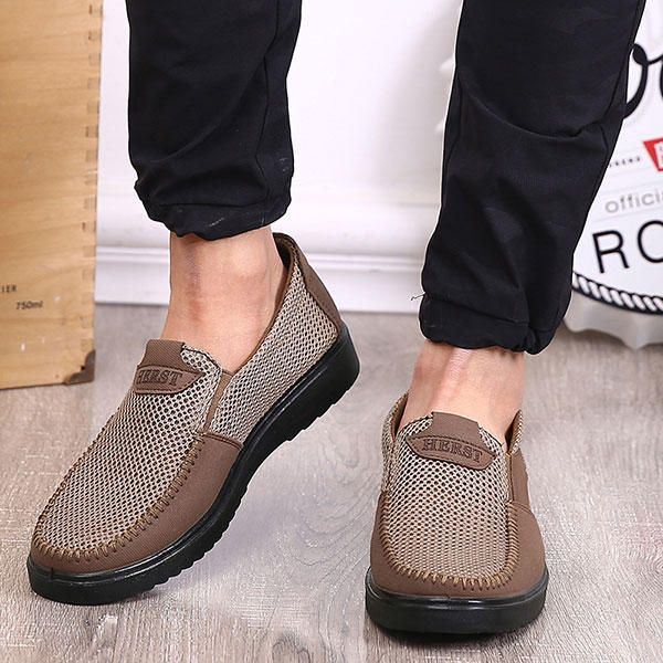 Heren Handstiksels Soft Sole Slip On Mesh Oxfords