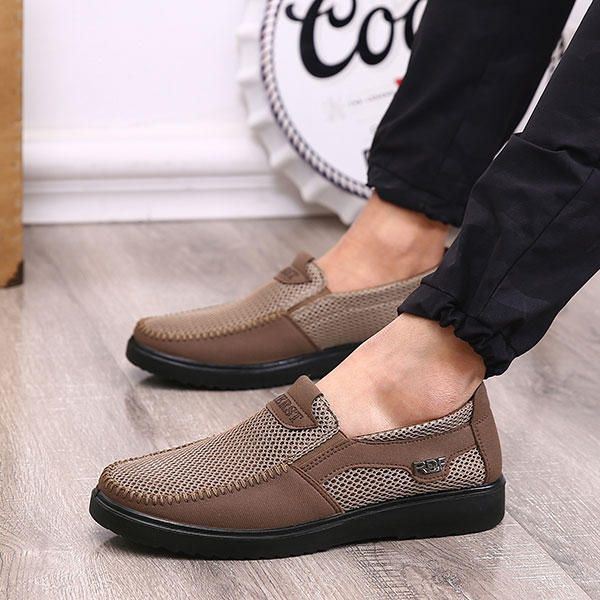 Heren Handstiksels Soft Sole Slip On Mesh Oxfords