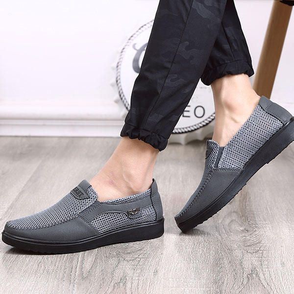 Heren Handstiksels Soft Sole Slip On Mesh Oxfords